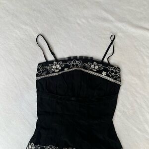 Elegant Black Floral Embroidered Women's Top